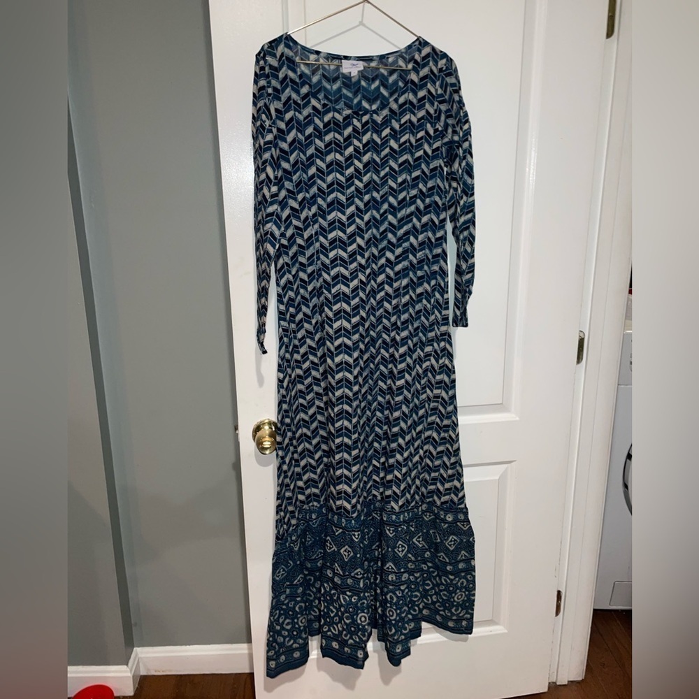 New! Pax Philomena X Anthropologie Prisma Indigo Mermaid Kaftan Maxi Dresssmall — image 7 of 8